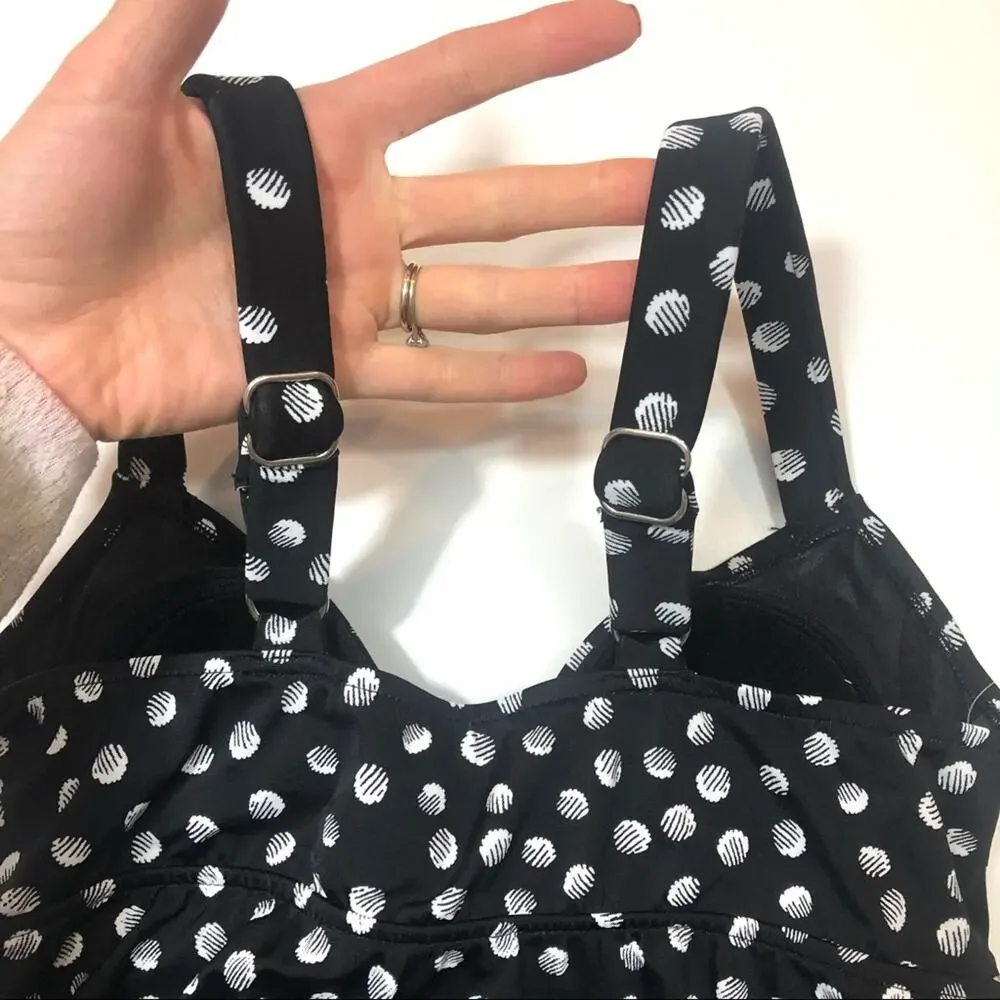 Swim Solutions black polka dot Tiered Tankini Top
